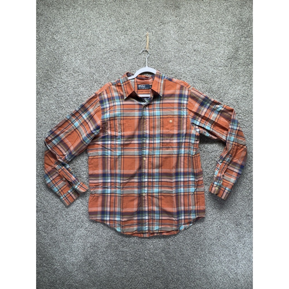 VTG Polo Ralph Lauren Mens *Large* Cotton Shirt Southwest Aztec Navajo Plaid